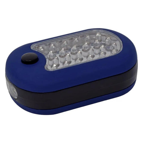 Blue Magnetic LED Work Light with 27 Lights, Oval Shape, Black Button, Magnetic Back for Closet and Under Cabinet Use