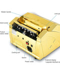 Back view of High Capacity Money Counter For Dollars With UV And IR Counterfeit Detection showing external LCD port and power switch.