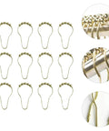 Gold Stainless Steel Shower Curtain Hooks Set Of 24 With 5 Bead Rollerball Design For Smooth Glide Curtain Rings