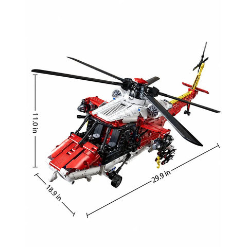 Rescue Helicopter Building Set for Adults and Aviation Nerds, Large Military Model Kit With Rotating Rotor dimensions.