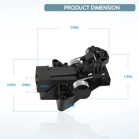 Easy Install Dishwasher Door Latch Assembly Replacement That Will Not Close dimensions shown with detailed measurements