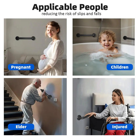 Industrial Metal Stairs Grab Bar Handrail For Indoor Outdoor Stairs And Wall Mount Matte Black 12 Inch Grip Rail in various settings