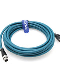 Coiled 5M M12 To RJ45 Industrial Ethernet A Code Sensor Connector With Pro Grade Shielded Cat 6 Cable in blue for Cognex Camera