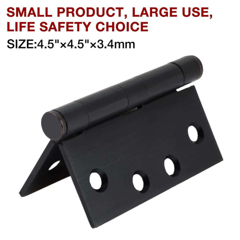 3 Pack Oil Rubbed Bronze 4.5 Inch Heavy Duty Commercial Door Hinges showing size 4.5x4.5 inches