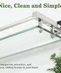 Close-up of 20 Inch Glass Shelf For Bathroom Wall Mounted Polished Chrome Floating Shelves With 8mm Tempered Glass And SUS304 Stainless Steel Brackets Heavy Duty Support Modern Sleek Design That Ties Your Space Together