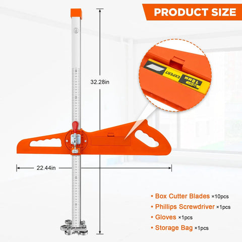 Foldable Drywall Cutter With 23 Bearing System And Dual Handle Positioning For Precise Sheetrock Cuts On Quarter To Half Inch Boards Includes Pro Grade Snap Off Blade Blade Storage Slot And Carry Bag, 32.28in size