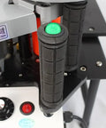 Close-up of Edge Banding Machine for Woodworking with Double Sided Glue System handle and controls.