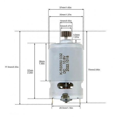 Kickstart Your Garage Builds With This Beastly Rs550 10.8V Dc Motor Sporting A Tight 15 Tooth Gear Setup, 77.5mm size.