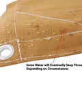 10 X 12 Tan Canvas Tarp With 12 Oz Heavy Duty Water Resistant Polyester showing water beads on breathable fabric.