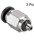 Metal straight pneumatic male push-to-connect fitting, 4 mm tube OD, M3 thread; set of 3