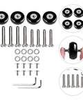 Six Pack Luggage Wheel Replacement Set For Suitcases And Rolling Bags Universal Fit Heavy Duty Rubber And Iron Casters Easy Install 360 Degree Swivel Wheels Spare Parts For Travel Gear, black wheels and hardware kit