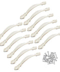 Vintage Alloy Cabinet Pulls 12 Sets White Drawer Handles 3.7 Inch 96mm Hole Centers with screws visible