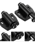 Close-up view of 4 Pack Magnetic Push To Open Door Latches for cabinets and drawers made of durable ABS and iron hardware.