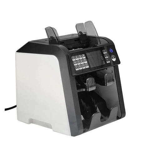 High Speed Automatic Cash Counter With Instant Denomination Detection For Banks And Local Shops, compact design with dual note feeders.