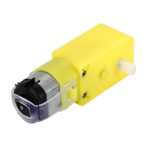 Yellow gear motor from Two Sets Plastic Tire Wheel With Gear Motor Dual Shaft For Smart Car Robot Arduino, DIY Robotic Kit.