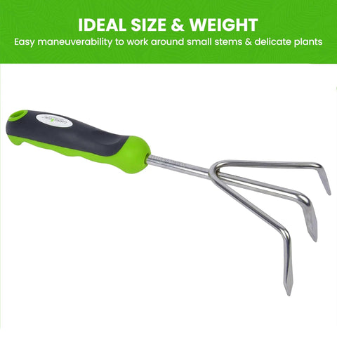 Hand Cultivator Rake Tiller Tool With Stainless Steel Tines For Pro Grade Rugged Strength And Rust Resistance Ergonomic Handle