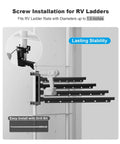 Aluminum RV Clothes Drying Rack Ladder Mounted 24 Inch Long With 180 Degree Swivel Arms installation on white ladder