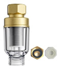 Space Saver Brass Sediment Filter 50 Micron Reusable Water Filter Anti Scale Yellow Traps Rust Mud Sand Compact Portable For Tight Spaces Apartments Travel Half Inch Connections brass filter with connectors