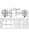 Technical drawing and specifications of D3542 Brushless Outrunner Motor 1000KV 1250KV 1450KV For 2S 4S LiPo RC Multicopters Fixed Wing UAVs