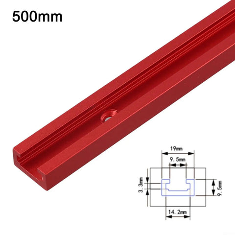500mm Aluminum T Track Miter Jig For Woodworking Router Table With Red T Slot Track And Quick Acting Clamp