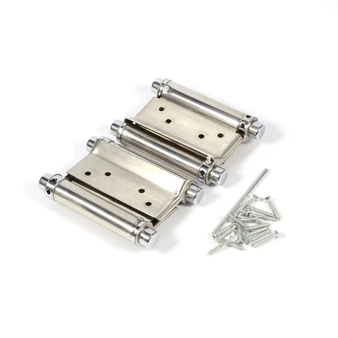 2 Pack Slick Double Action Spring Hinges For Self Closing Cafe Doors Built From Tough Stainless Steel with screws
