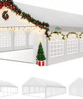 Heavy Duty 20x40 Outdoor Party Tent With 12 Sidewalls And 16 Church Windows White Event Shelter For Backyard Parties Weddings And BBQs Powder Coated Finish Better Than Galvanized For Maximum Durability with holiday decorations
