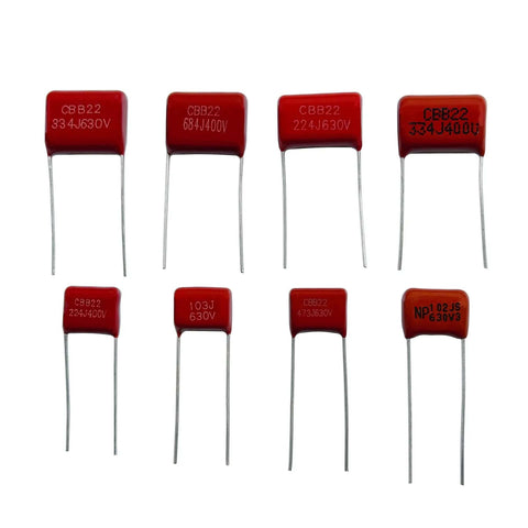 Capacitor Kit With 25 Values And 250 Pieces Metallized Polypropylene Film Capacitors CBB22 400V And 630V Assortment