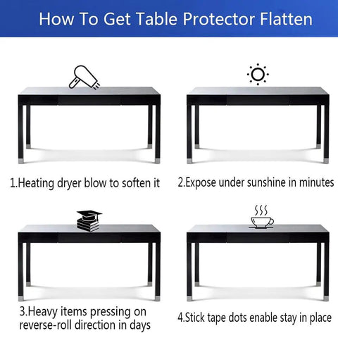 Instructions to flatten Clear 14x24 Inch Desk Blotter Mat Transparent PVC Table Protector Pad For Small Offices on table