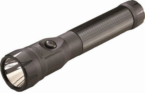 PolyStinger LED 485-Lumen Rechargeable Flashlight With 120-Volt AC And 12-Volt DC Smart Charger 2 Holders, black nylon, rubber grip