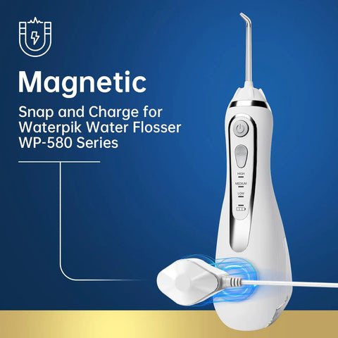 Charger For Water Flosser WP580 WP582 WP583 WP587 Magnetic 5 Foot Cord Replacement Dock Quick Plug In Secure Magnetic Connection