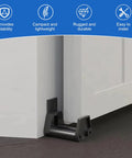 RV Sliding Door Guide Kit, Barn Door Floor Guide and Adjustable Wall Mount Sliding Door Guide with Screws, Black 2-Pack installed
