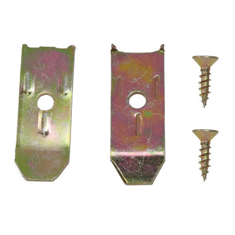 Heavy Duty Table Leaf Leveler Locks With 12 Carbon Steel Screws And Grip Tight Dowel Pin Latches For Extension Tables Cabinet Hardware showing metal clamps and screws.