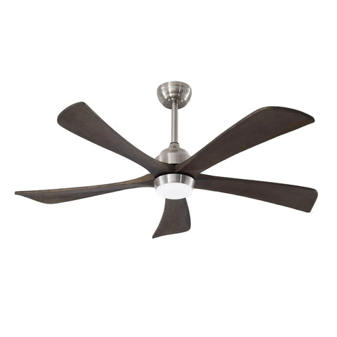 Neojoyoenix 52" 5PCS Solid Wood Blades Ceiling Fan with Lights Remote Control, sleek design with dark wood blades and modern light.