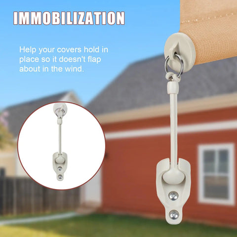 Close-up of 2 Pack Bungee Replacement Kit For Outdoor Sun Shades And Roller Blinds, wall mount view, beige color