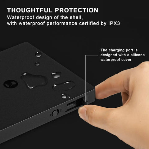Ultra Slim Mini Coffee Scale With Timer For Espresso And Baking showing IPX3 waterproof design with silicone cover, black