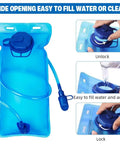 Close-up of blue water reservoir with wide opening for 5L Quick Dry Nylon Mesh Hydration Backpack With Multi Pocket Design.
