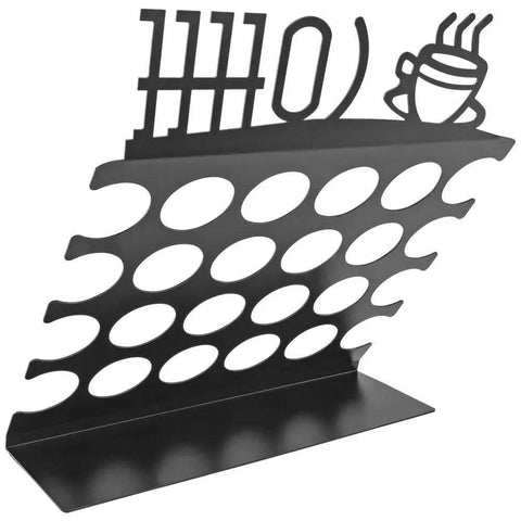 Space Saving K Cup Pod Holder For Countertop Holds 24 Coffee Pods In A Sleek Black Metal Display Stand Durable And Grab And Go Coffee Organizer Rack For K Cups