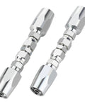 Two chrome-plated hydraulic hose fittings, 3/8 inch, size #06, reusable