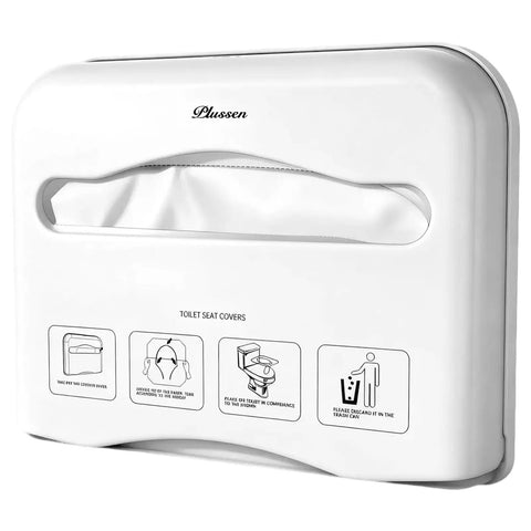 Wall Mounted Toilet Seat Cover Dispenser With No Drill Installation Half Fold Holder For Public Restrooms Offices And Restaurants Key Lock Or Keyless Access Heavy Duty High Impact ABS Plastic