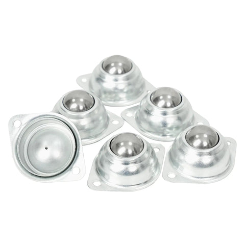 One Inch Roller Ball Bearing Casters Six Pack With Seventy Pound Capacity Each Durable Galvanized Steel Design for mobile carts.
