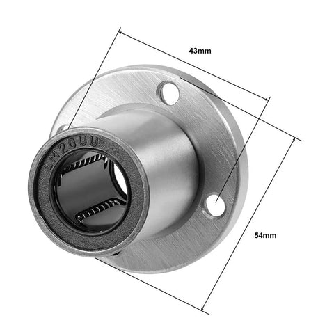 Front view of LM20UU Round Flange Linear Ball Bearings Set, 20mm Bore, 32mm Outer Diameter, 42mm Length, sealed on both sides