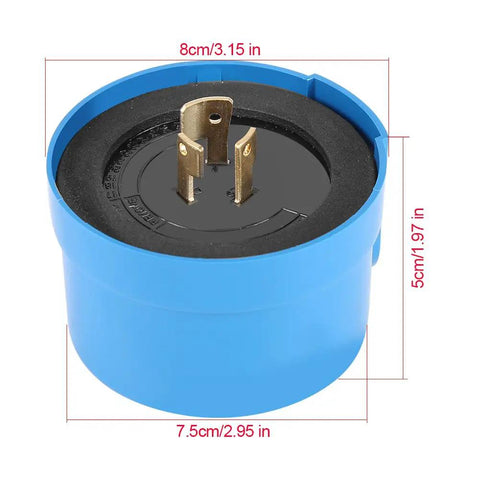 Blue weatherproof photoelectric switch for outdoor lighting, automatic day night sensor, measures 8cm by 5cm, wide voltage range control