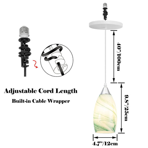 Kiven Instant Light Conversion Kit for 4/5/6inch Hole, 2-Light Glass Farmhouse Lighting pendant with adjustable cord. Size: 4.7" dia, height: 9.8".