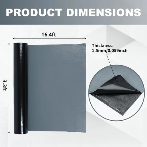 Rock Solid Self Adhesive Rubber Roofing Membrane Roll 39 By 164 Feet Waterproof Leak Tape dimensions 3.3ft by 16.4ft