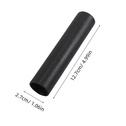 4 Pack Fitness Handle Grips For Barbells And Free Weights With Anti Slip Plastic Covers shown in black cylindrical design