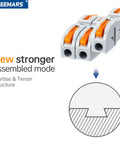GKEEMARS 50-pack 1-conductor inline wire connectors with orange levers and gray housing for 24-12 AWG