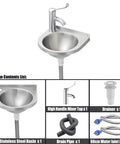 Wall Mounted Stainless Steel Hand Wash Basin For Small Spaces, A Real Space Saver, Durable 304 Stainless Sink package contents