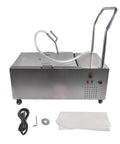 Heavy Duty 55 Liter Commercial Fryer Oil Filter Cart With Robust Stainless Steel Build, hose and accessories for efficient cleaning.