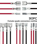 Get The Ultimate 30 Piece Spade Terminal Kit With Insulating Sleeves For 4.8mm, 6.3mm, And 8mm Wire Sizes To Nail Reliable And Solid Electrical Connections On Your Next Ride Or Rig Without Any Hassle. 30pcs female spade connectors red and black with insulating sleeves