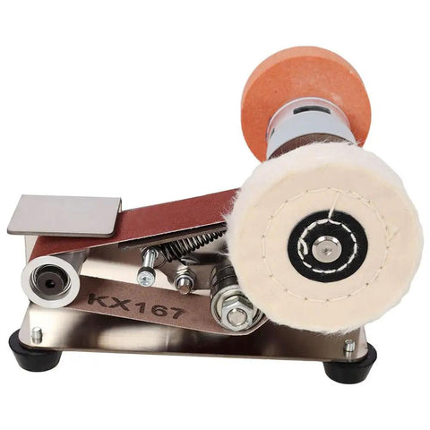 Slick Mini Belt Sander And Solid Bench Grinder Offering Seven Speed Variations With A Powerful 775 Motor showing machine components.
